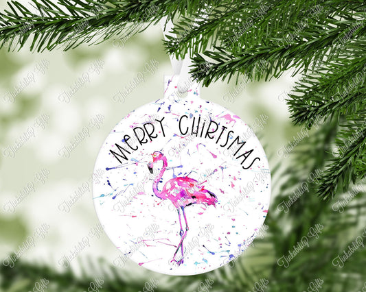 Personalised Flamingo aluminium Christmas Bauble, Christmas Tree Decoration, Gifts for Christmas, Christmas Tree Ornaments