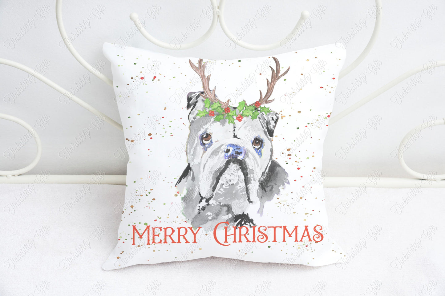 Bull Dog Christmas Plush Cushion