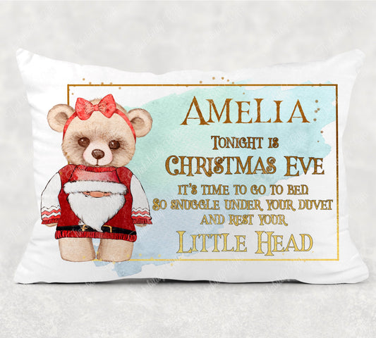 Bear with Santa Jumper Christmas Eve Pillowcase