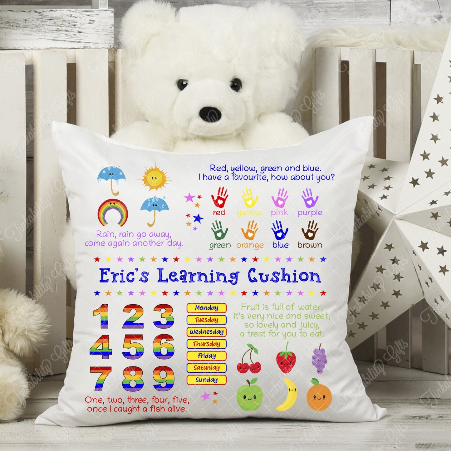 Personalised Learning Plush Cushion, Personalised Gift, Gifts for Birthdays, Gifts for Kids, Birthday Gifts, Custom made Cushion