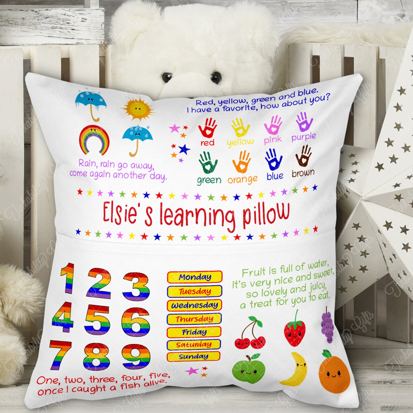 Personalised Learning Plush Cushion, Personalised Gift, Gifts for Birthdays, Gifts for Kids, Birthday Gifts, Custom made Cushion