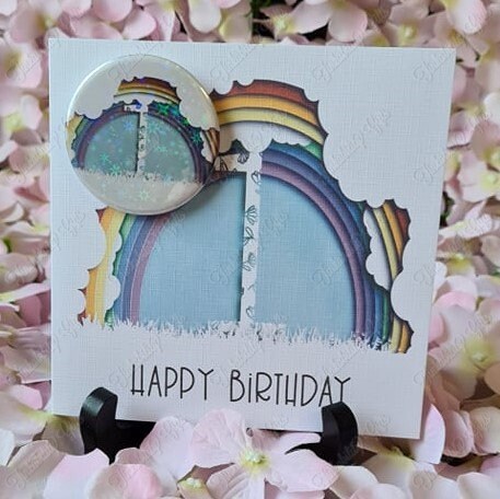 Personalised Rainbow Number Greetings Card and Badge, Birthday Card, Card and Badge, Greetings Card, Birthday Card and Badge