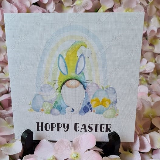 Personalised Rainbow Gnome Easter Greetings Card, Easter Card, Greetings Card, Easter card with Badge, Card and Badge, Easter Blessings