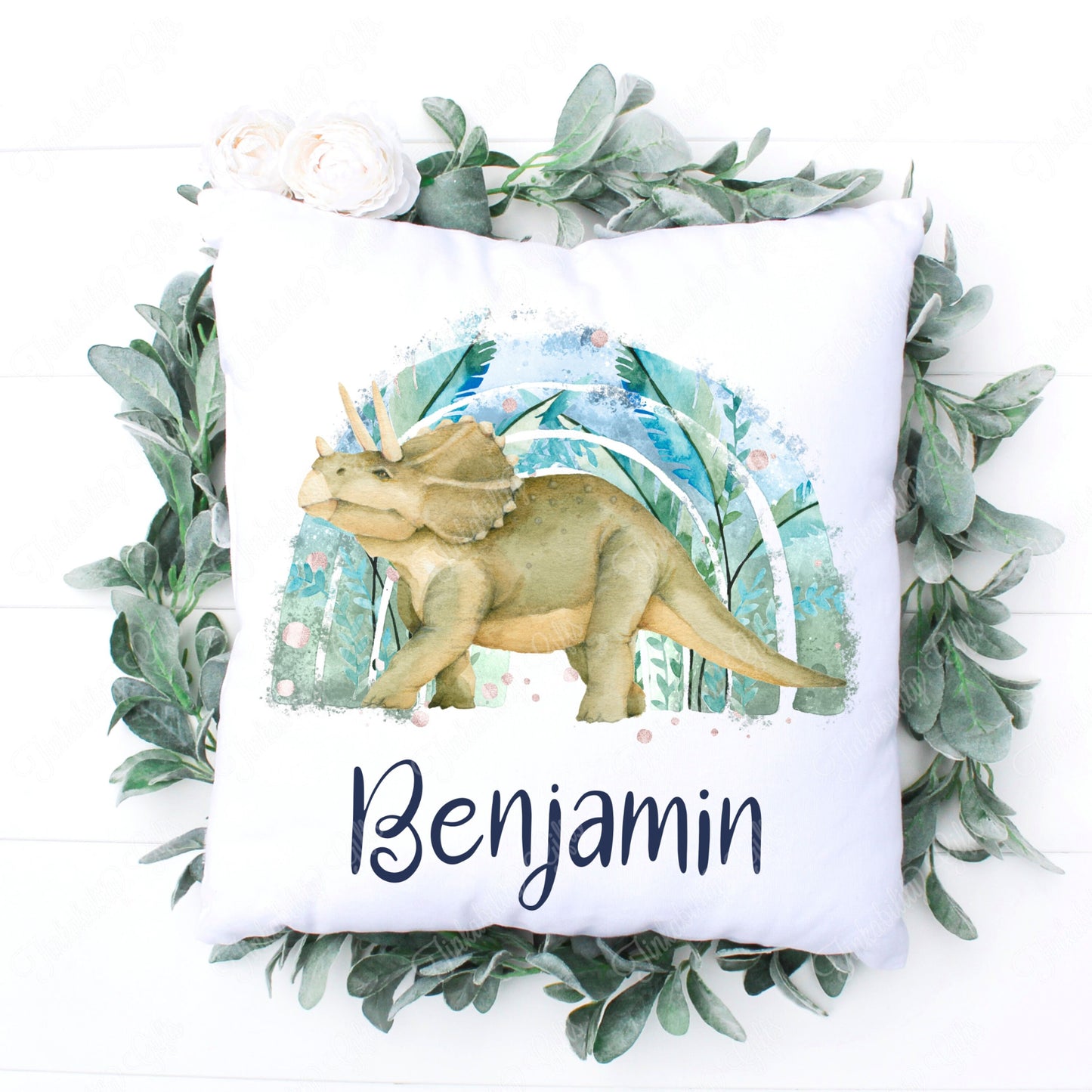 Personalised Triceratops Cushion, Personalised Gift, Gifts for Birthdays, Gifts for Kids, Birthday Gifts, Custom made Cushion