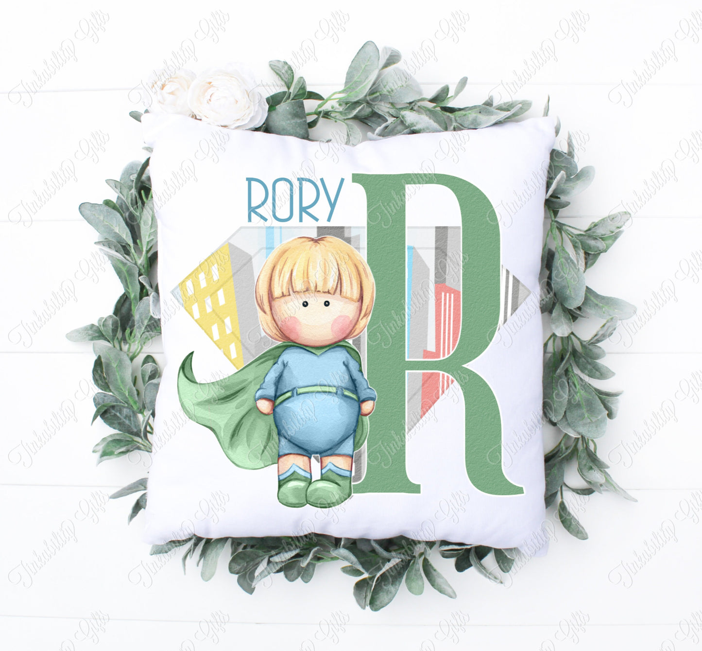 Boy Superhero Alphabet Plush Cushion