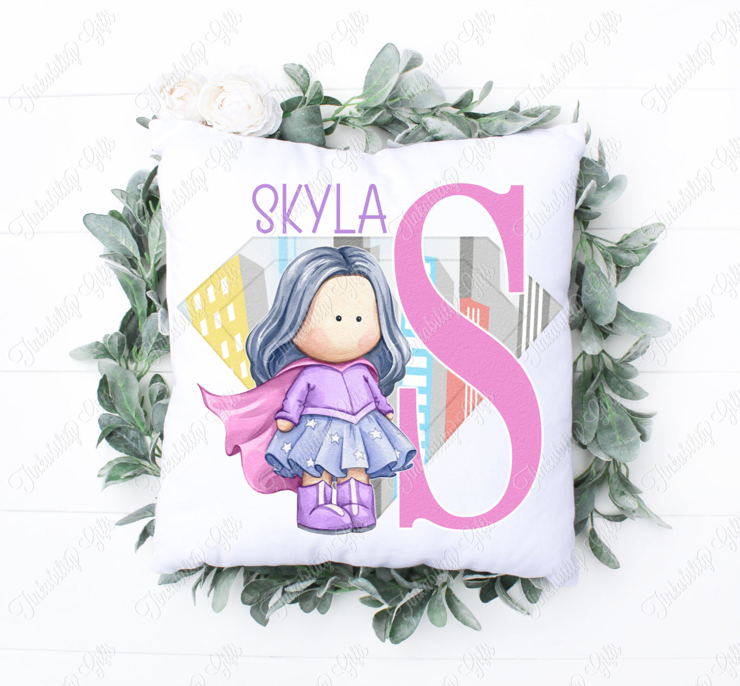 Personalised Girl Superhero Alphabet Plush Cushion, Personalised Gift,Gifts for Birthdays,Gifts for Kids,Birthday Gifts, Custom made Cushion