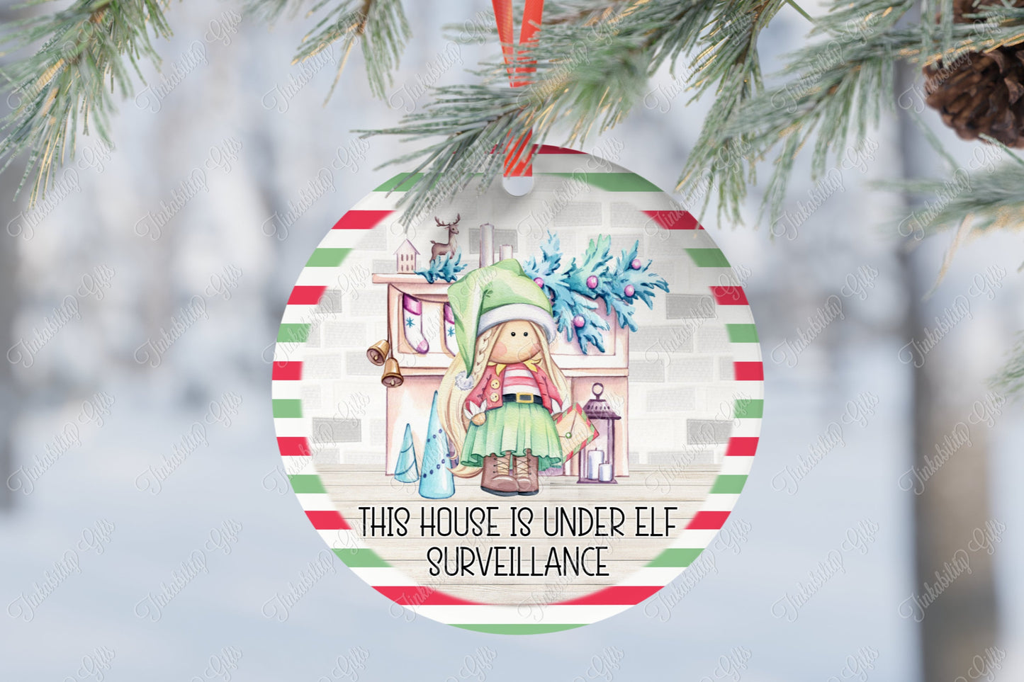 Elf Surveillance Christmas Tree Ornament