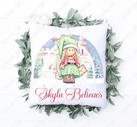 Personalised Girl Elf Plush Cushion, Personalised Gift, Gifts for Kids, Custom made Cushion