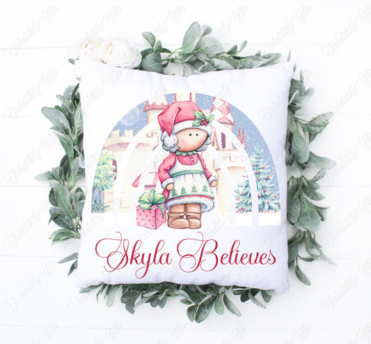 Personalised Girl Santa Plush Cushion, Personalised Gift, Gifts for Kids, Custom made Cushion