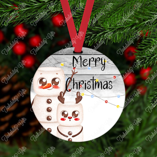 Personalised Christmas Tree Ornament - Marshmallow & Gingerbread men Personalised Bauble - Personalised Gift - Gifts for Christmas