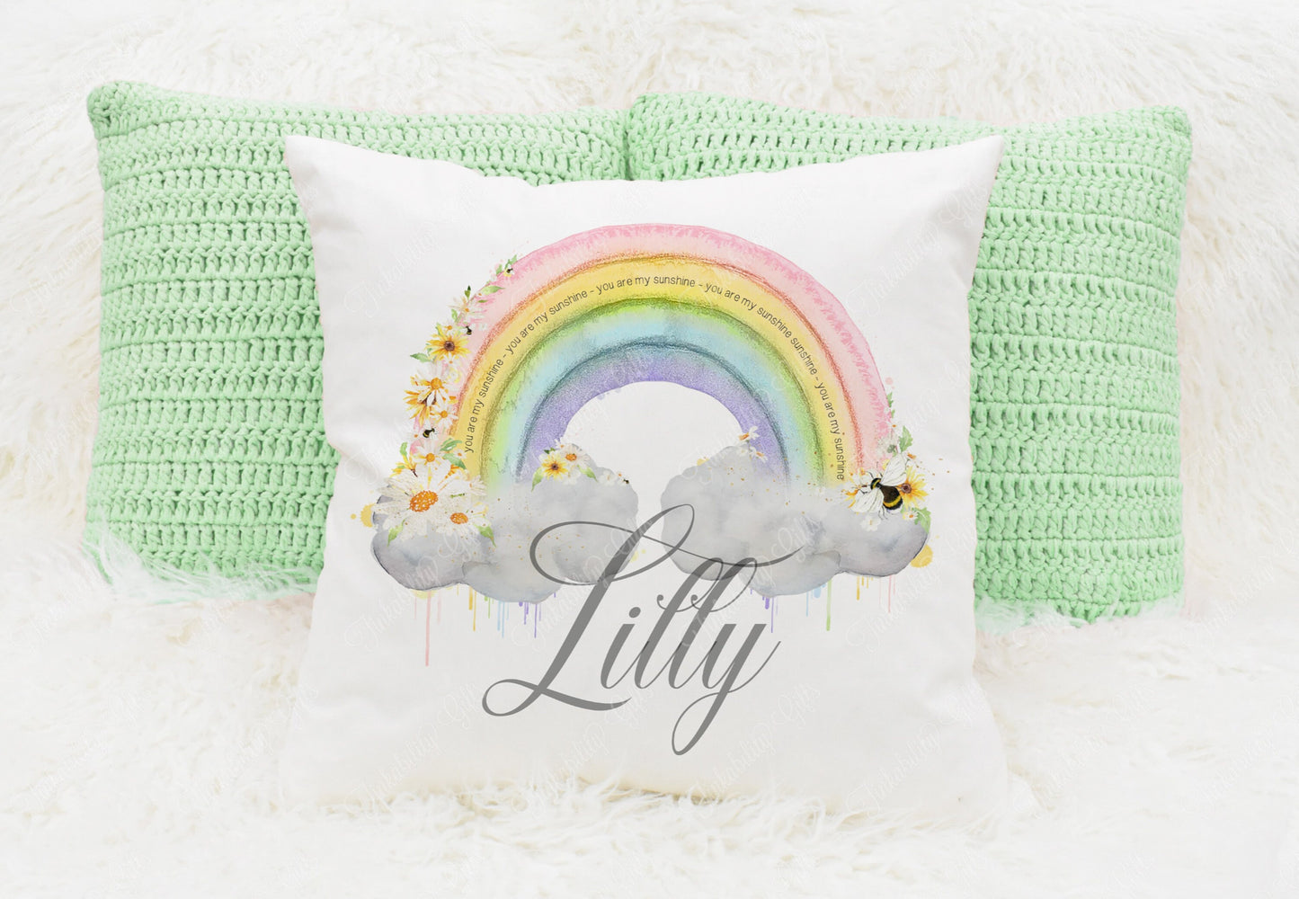 Personalised Plush Cushion,Personalised Rainbow, Personalised Gift, Gifts for Birthdays, Gifts for Kids, Birthday Gifts, Custom made Cushion