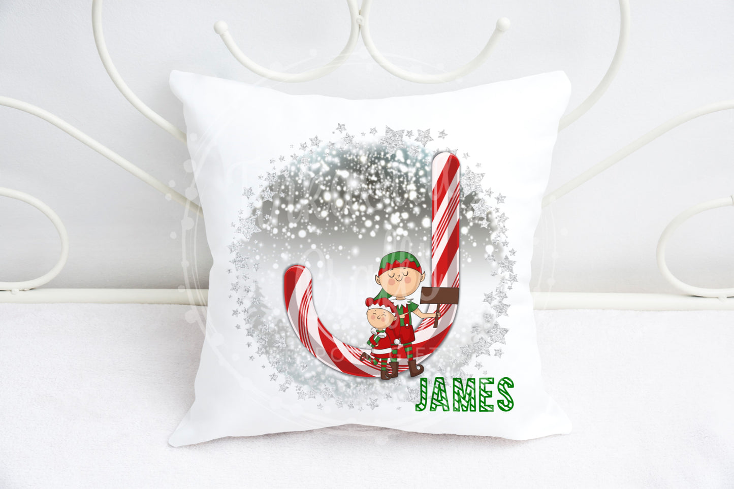 Christmas Candy Cane Alphabet Cushion A-Z