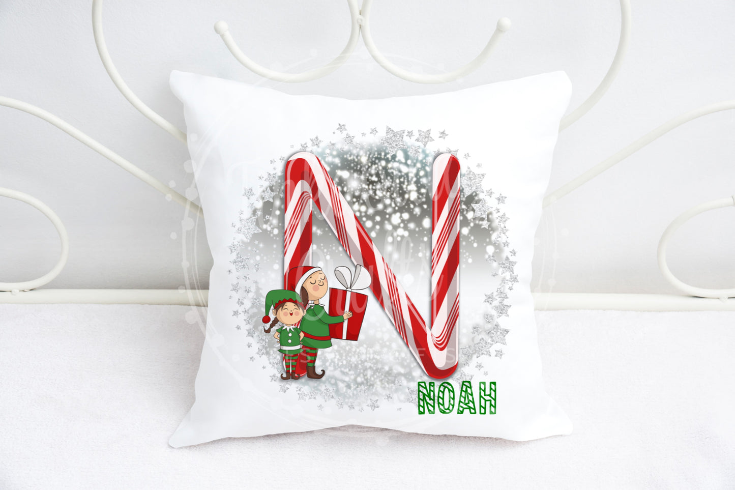 Christmas Candy Cane Alphabet Cushion A-Z