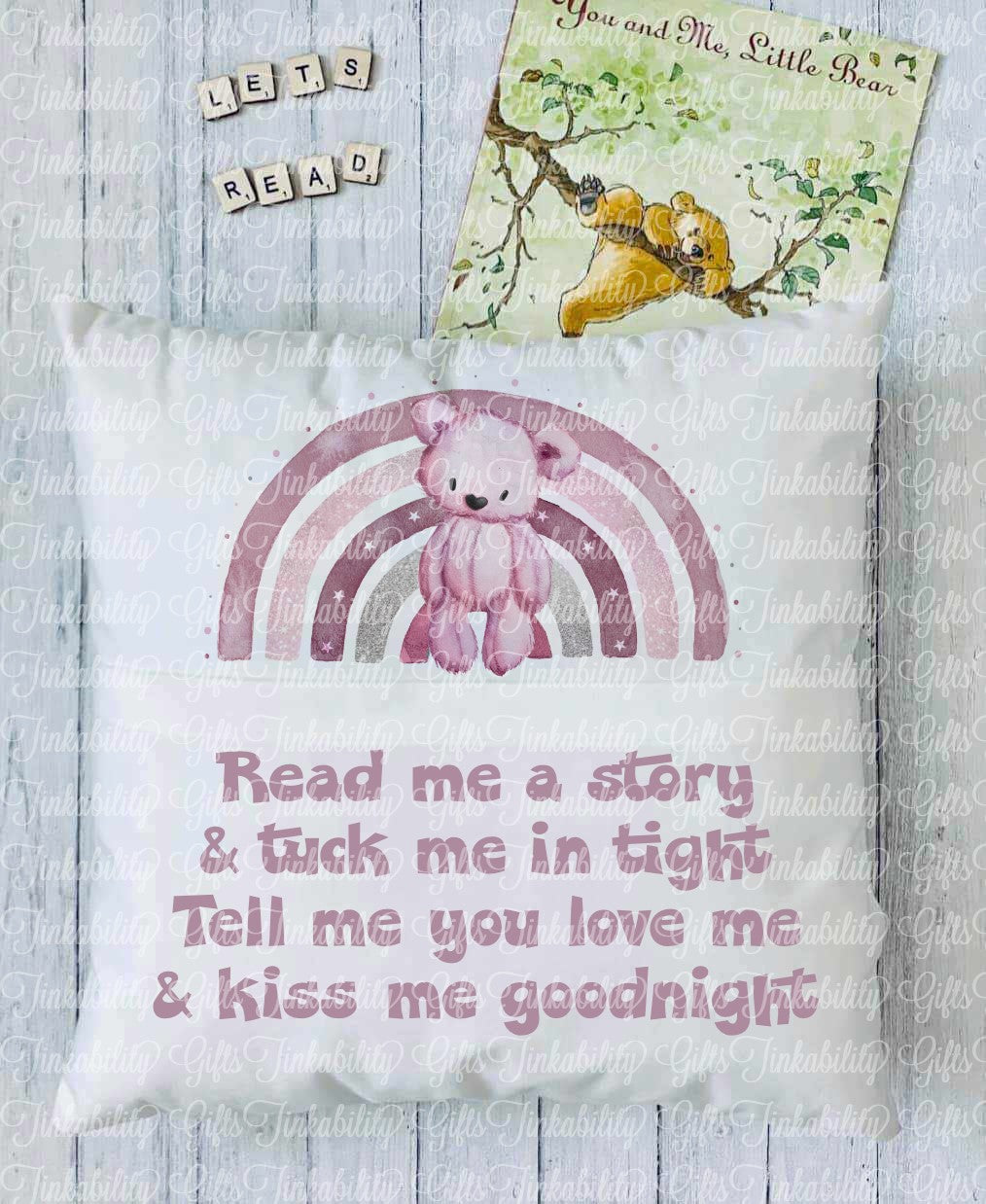 Bear Rainbow Personalised Book Cushion