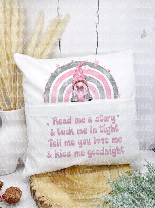 Pink Gonk rainbow Personalised Book Cushion