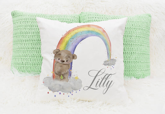 Bear Wonky Rainbow Cushion