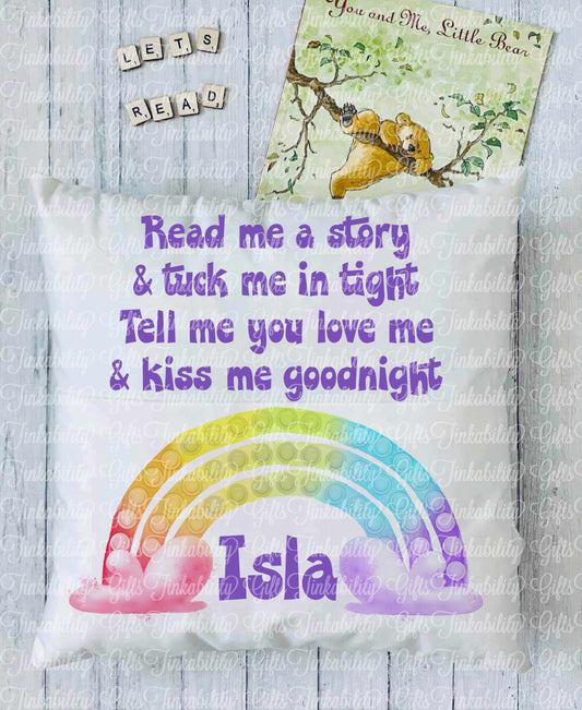 Rainbow Poppit Personalised Book Cushion