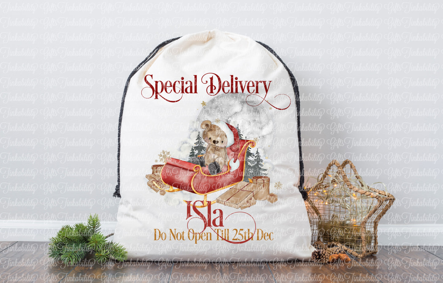 Santa Sleigh with Bear Santa Sack