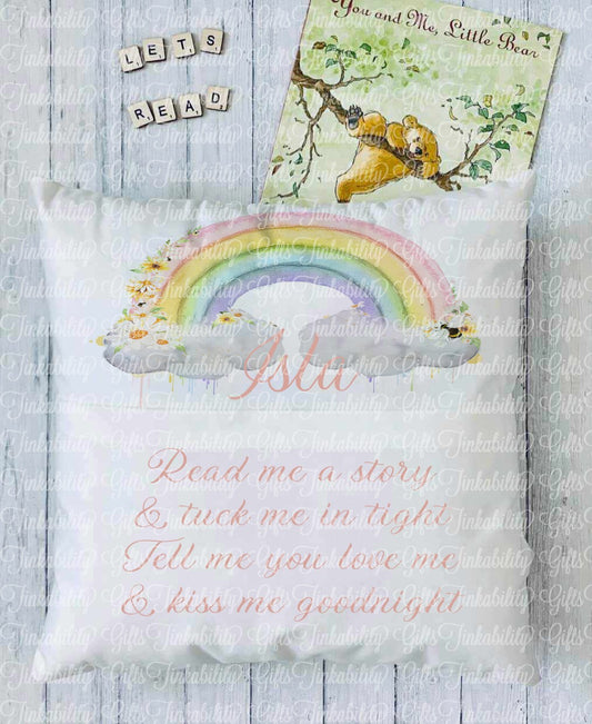 Rainbow Personalised Book Cushion