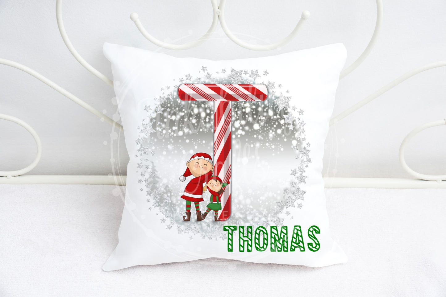 Christmas Candy Cane Alphabet Cushion A-Z