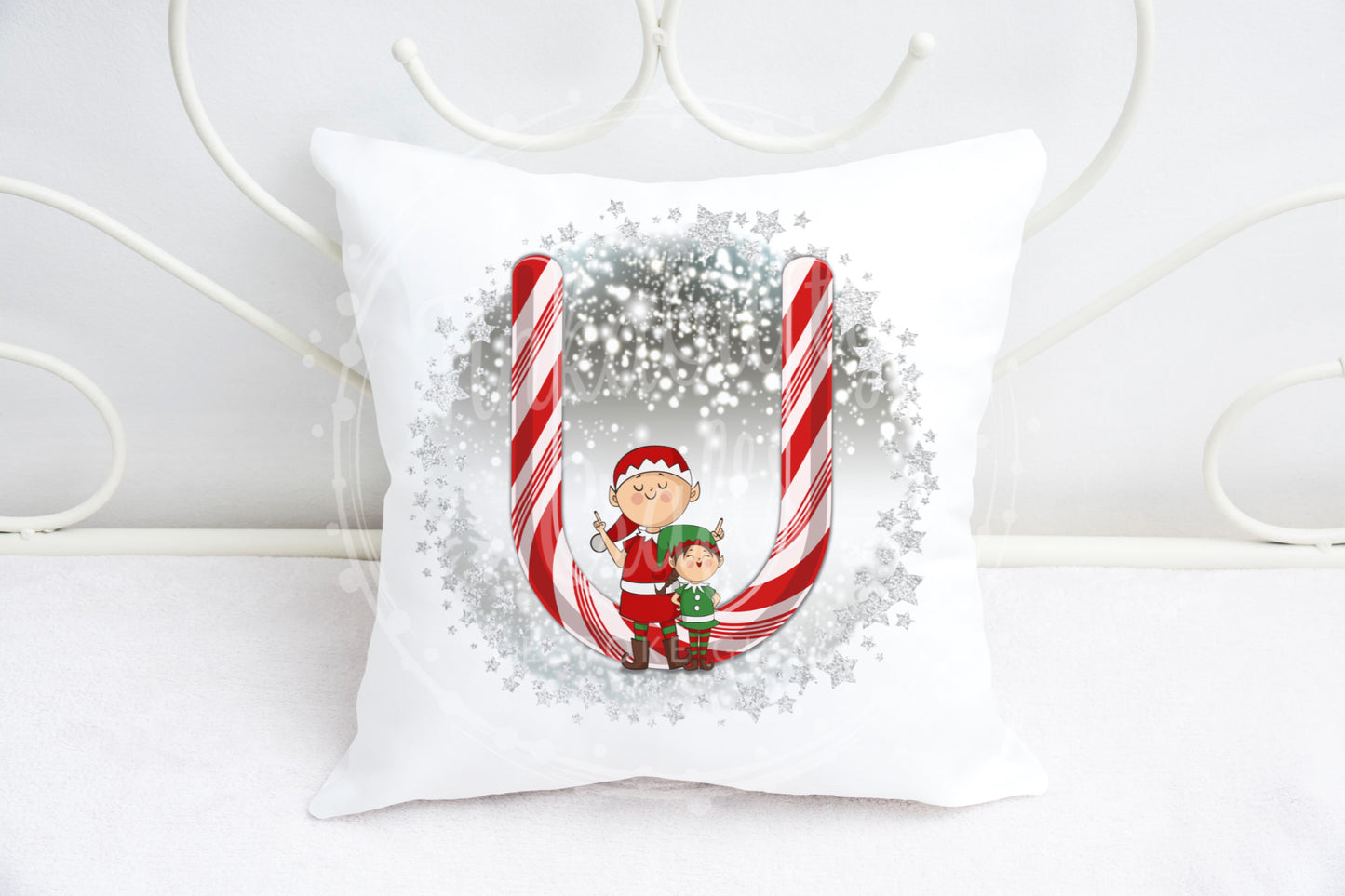 Christmas Candy Cane Alphabet Cushion A-Z